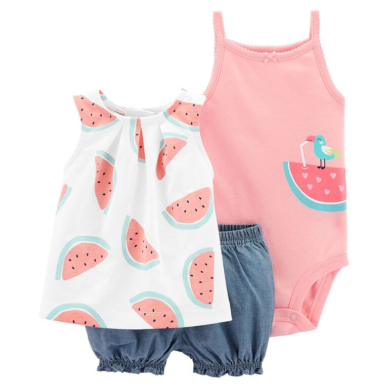 Carter's 3-Piece Watermelon Little Short Set - White, Newborn