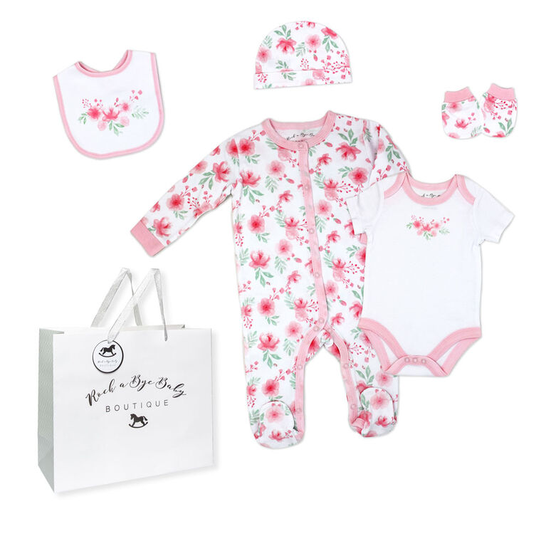 Rock a Bye Baby Floral Layette Gift Bag Set Newborn