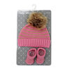 Baby Mode  corail tricot chapeau et bottine ensemble 0-6M