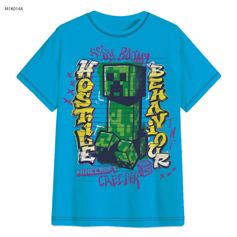 Minecraft Hostile Behaviour Boy Short Sleeve Tee Blue Atoll - 7