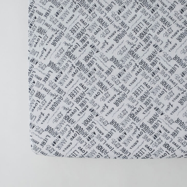 Red Rover - Cotton Muslin Crib Sheet - Love Language - R Exclusive