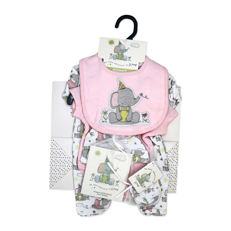 Flump 6 Piece Gift Set: Pink Elephant 0-3M