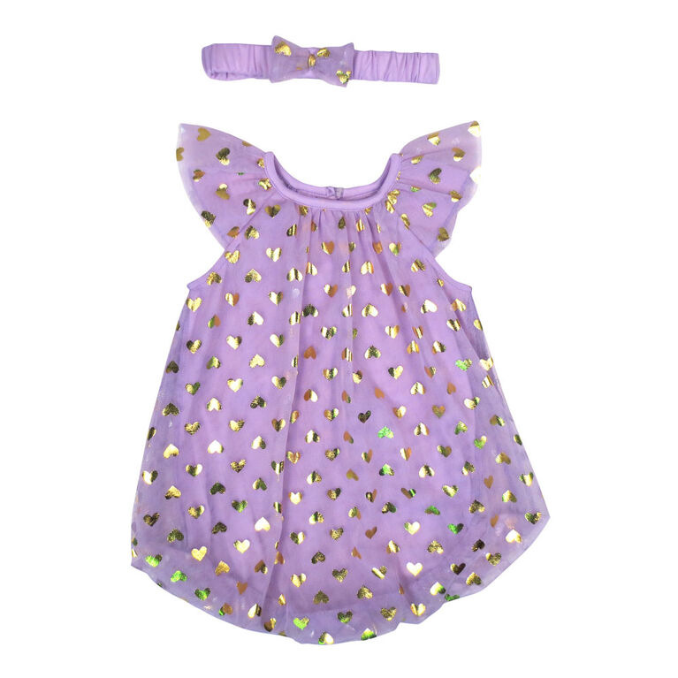 Rococo Barboteuse à bulles avec Bandeau - Lilac, 3-6 Mois