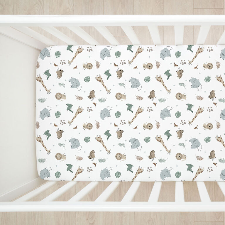 Lot de 2 draps en flanelle Koala Baby Safari/Feuilles
