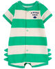 Carter's A Roar Able Striped Snap Up Romper Green 9M
