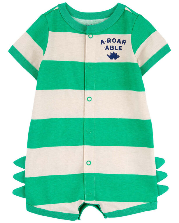 Carter's A Roar Able Striped Snap Up Romper Green 9M