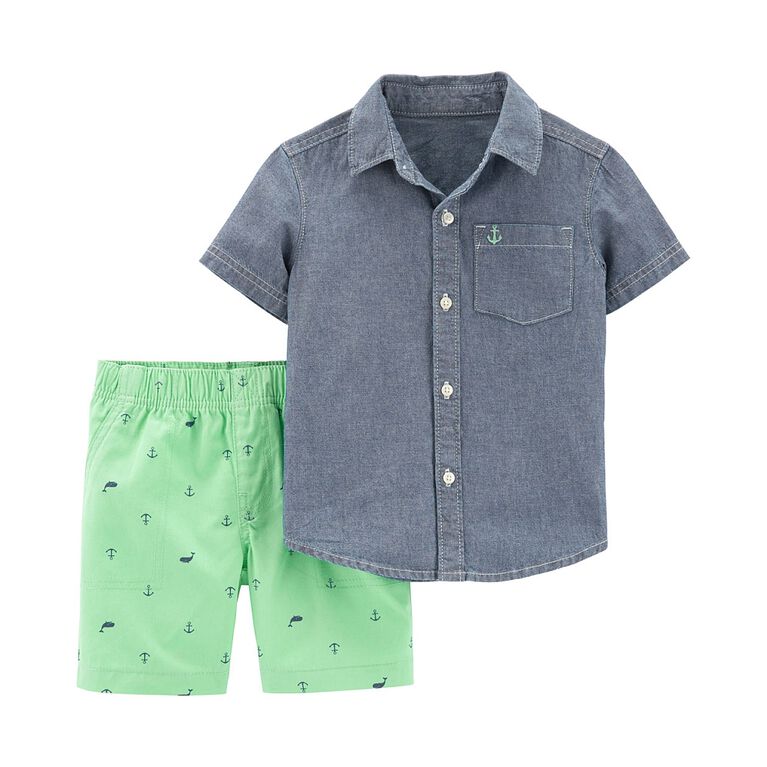 Carter's 2-Piece Chambray Top & Nautical Short Set - Chambray, 24 Months