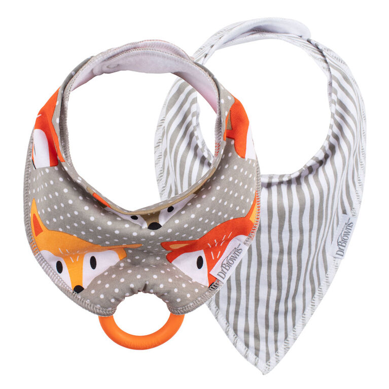 Dr. Brown's Bandana Bib 2Pk Fox/Stripes