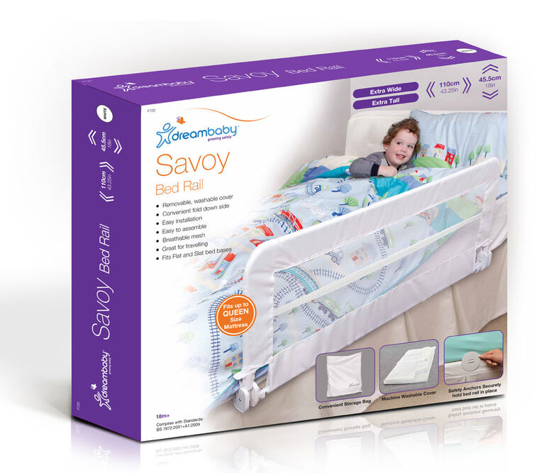 Barrière de lit extra-large et extra-haute Dreambaby Savoy - Blanc<br><br>