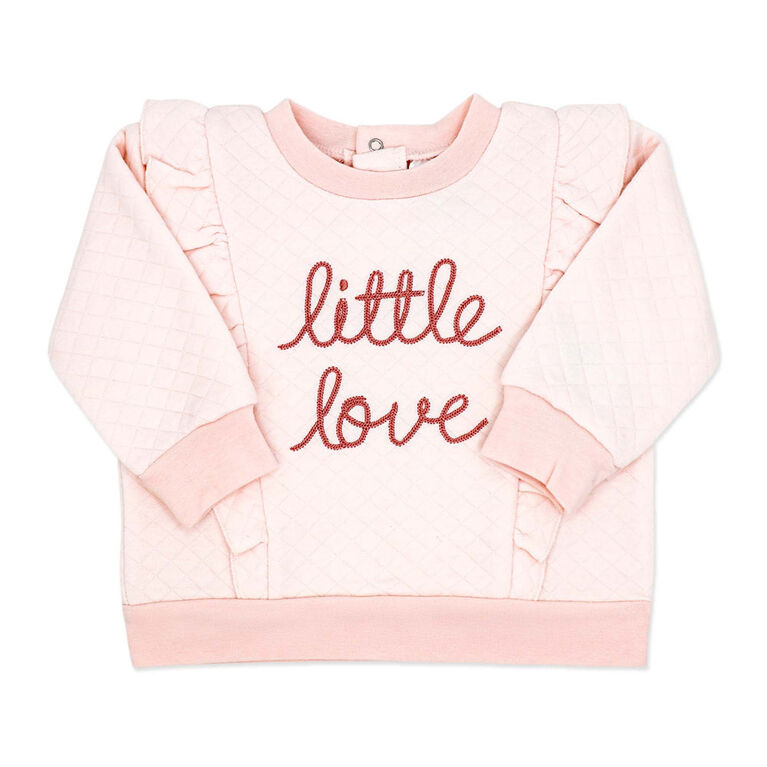 Baby Mode Ensemble de jogging matelassé 3 pièces :Petit Amour Rose 6-9M