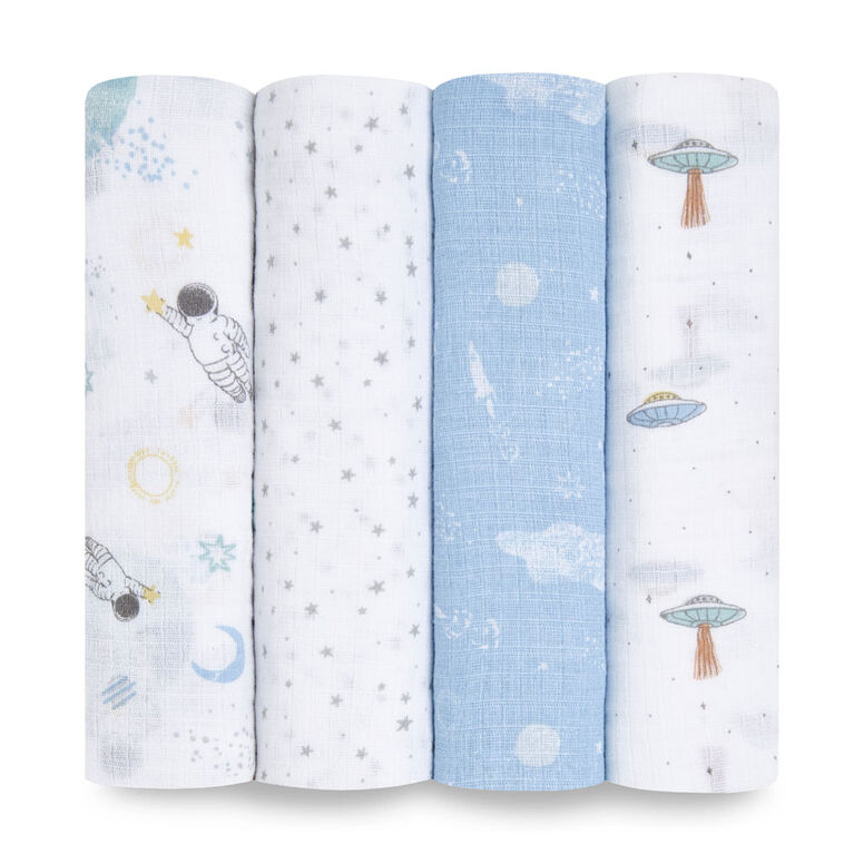 Aden + Anais Essentials 4-Pack Muslin Swaddles Space Explorers