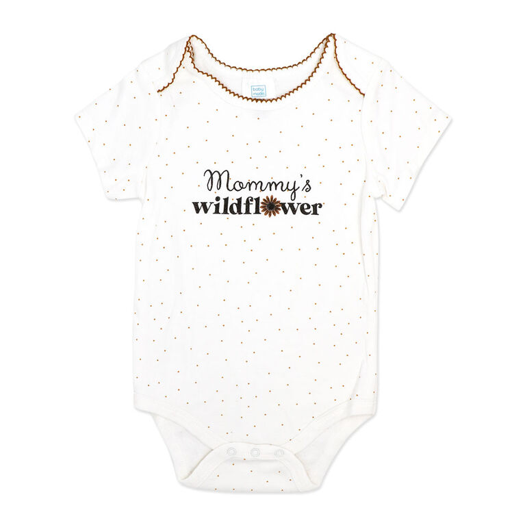 Baby Mode Ensemble veste 3 pièces en velours côtelé :Fleur sauvage brune  12M