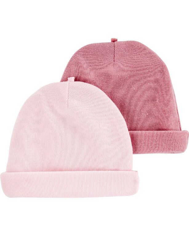 Carter's 2-Pack Caps Pink - 0-3 Months