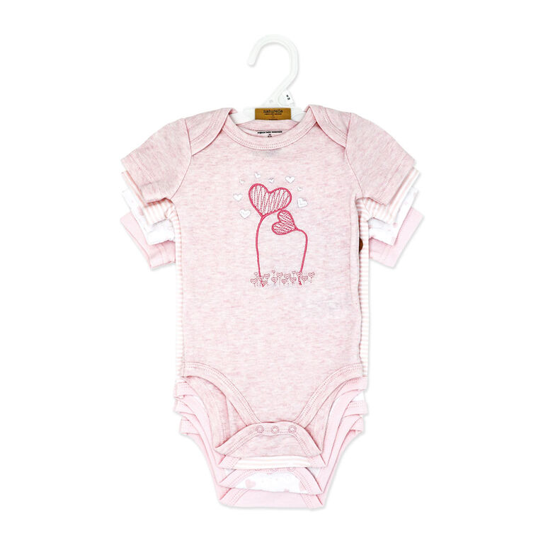Naturelle 4 Pack Short Sleeve Bodysuit: Pink
