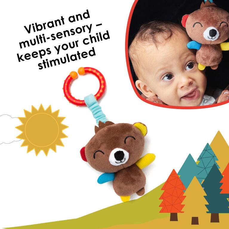 Diono Bear Character Car Seat Straps & Linkee Toy, Shoulder Pads for Baby, Infant, Toddler, 2 Pack Reversible Soft Seat Belt Cushion and Stroller Harness Covers Helps Prevent Strap irritation
