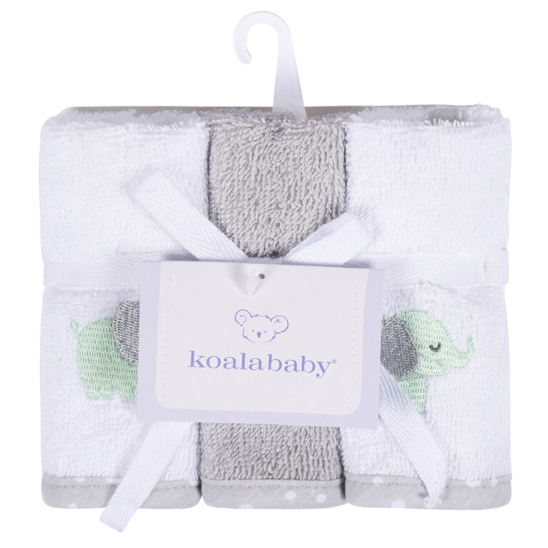 Koala Baby - Grey Woven Washcloth - 6 Pack