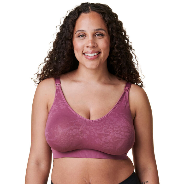 Bravado! Designs Body Silk Seamless Maternity & Nursing Bra, Berry Jacquard, X-Large Full Cup