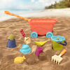 Chariot de plage rouge clair et accessoires, B. Toys