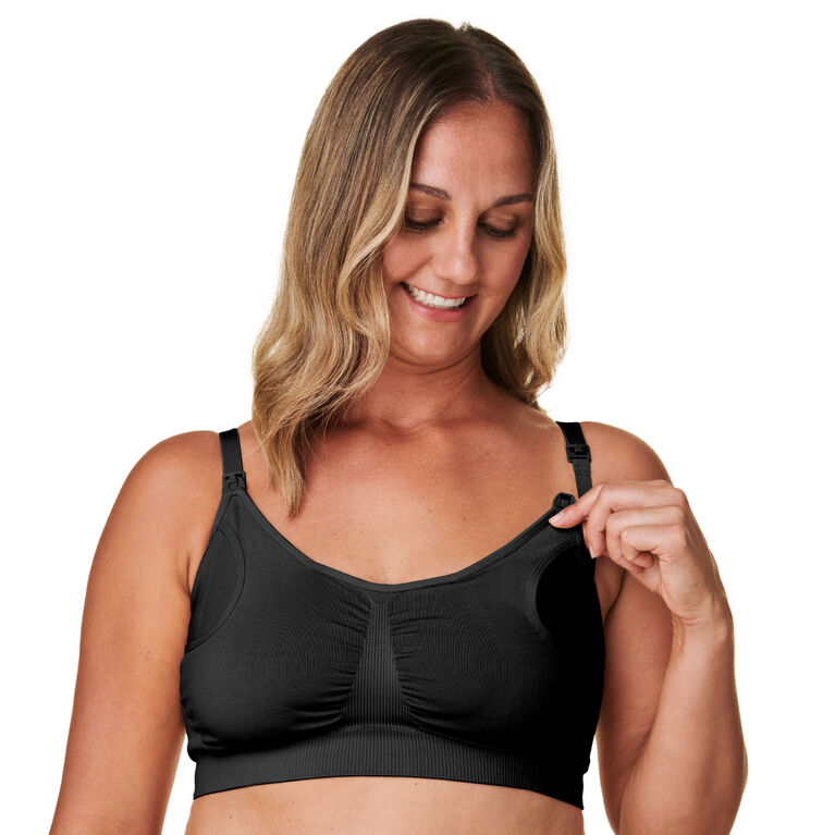 Basics by Bravado 2-in-1 Pumping and Nursing Bra, Black, Small