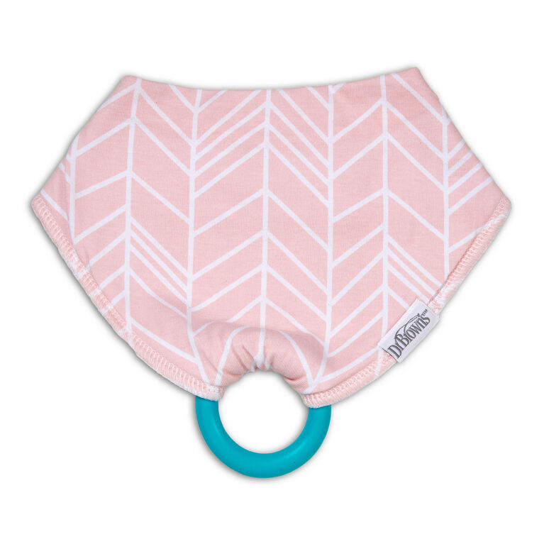 Dr. Brown's Bandana Bib - Pink Herringbone