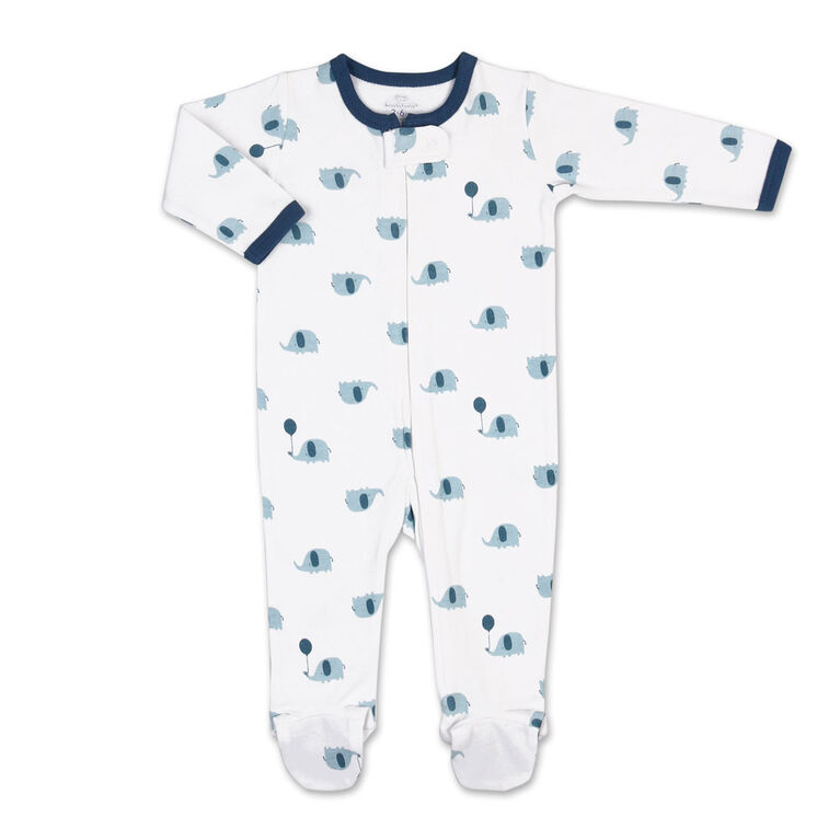 Koala Baby Blue Elephant Print Zip-Front Sleeper, 6-9 Months