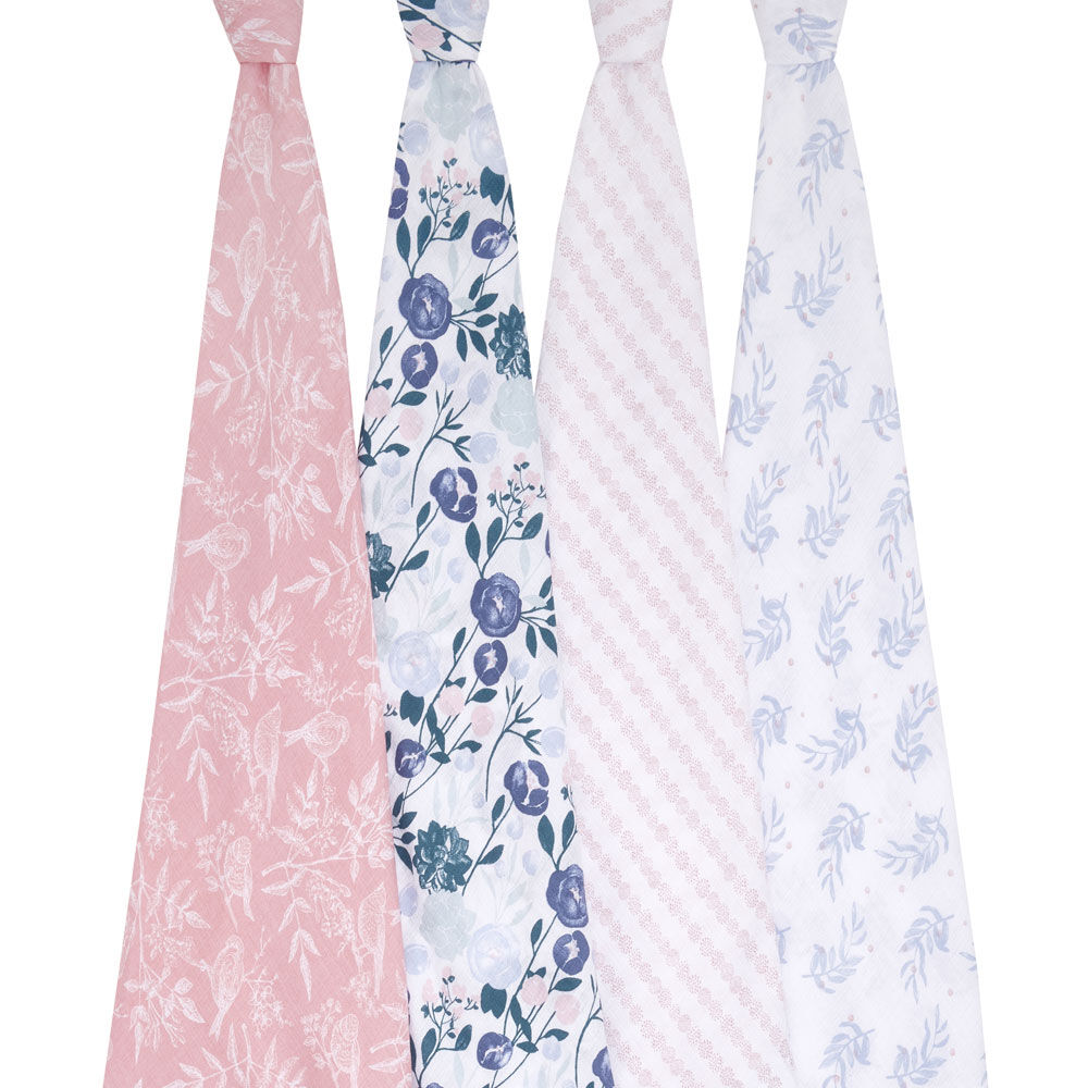 Aden Anais Essentials 4 Pack Muslin Swaddles Flowers Bloom