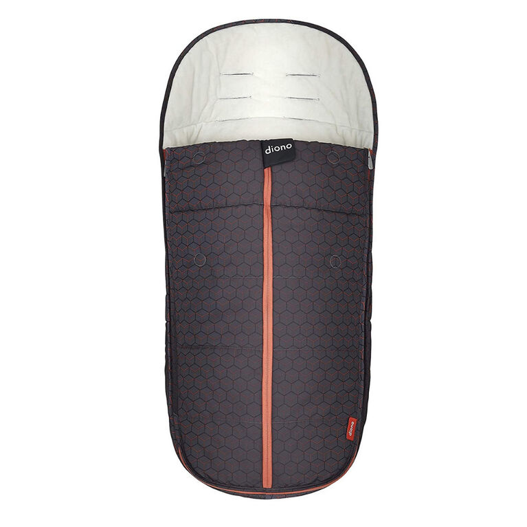 Diono All Weather Stroller Footmuff, Universal Fit from Baby to Toddler With Cozy Super Soft Padding, Weatherproof, Water Resistant Lining, Charcoal Copper Hive
