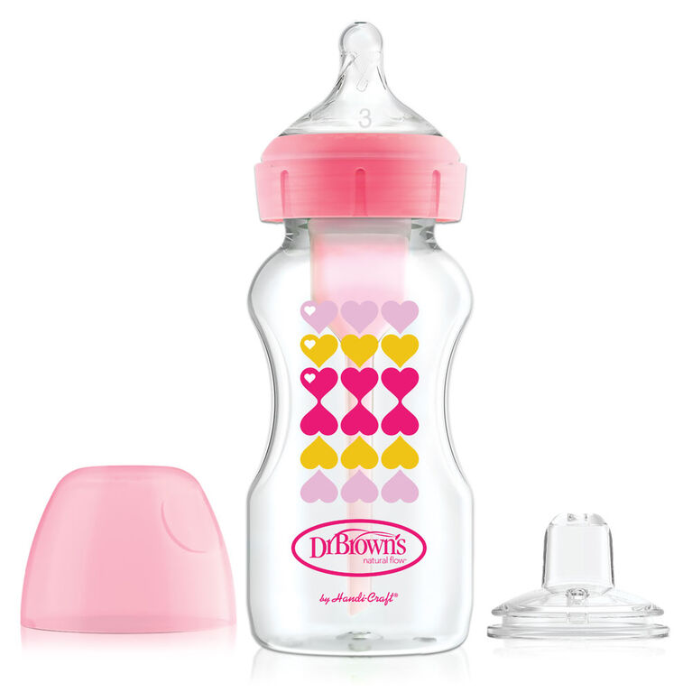 Dr. Brown's Options+ Sippy Bottle Starter Kit Wide Neck - Pink