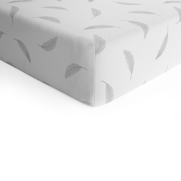 Kushies Flannel Crib Sheet - Grey Feather