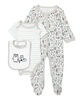 Baby Mode 3 Piece Layette Set Grey Woodland