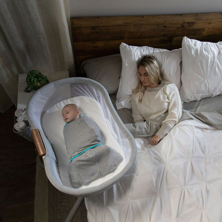 HALO SleepSack Swaddle - Ideal Temp - Heather Gray/Aqua Newborn  0-3 Months