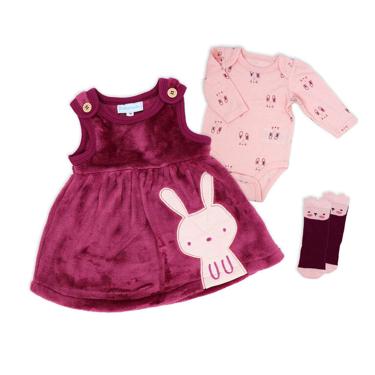 Baby Mode Ensemble 3 pièces en sherpa : Lapin rose
