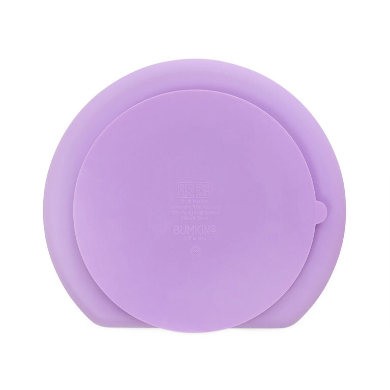 Plat à poignée en silicone Bumkins, sans BPA - lavande