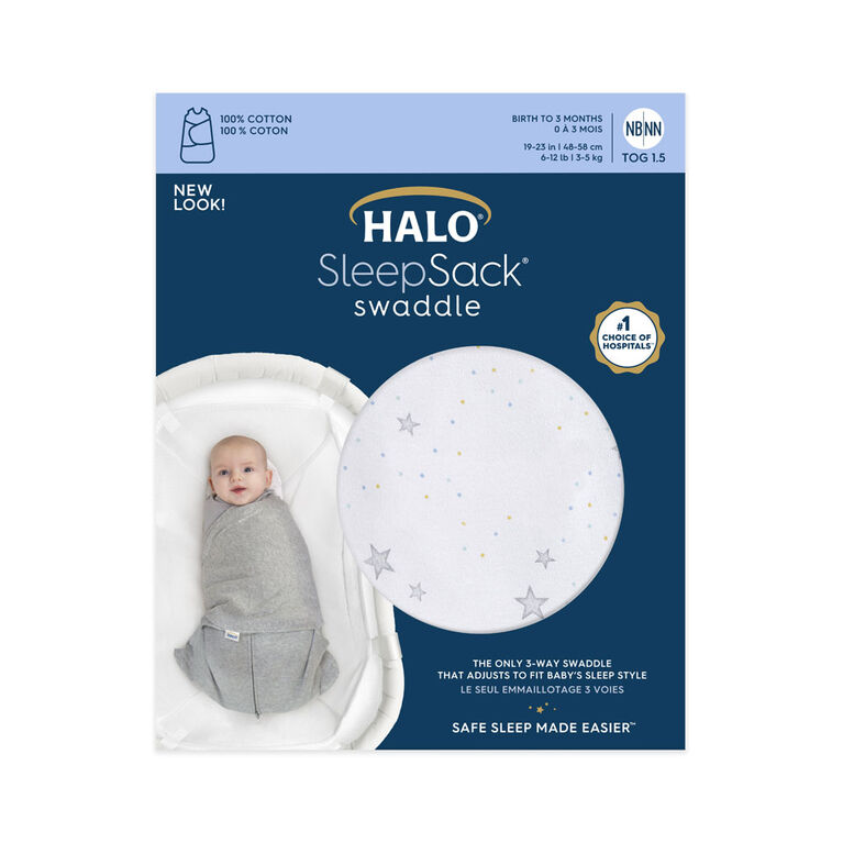 Halo Sleepsack Swaddle - 100% Cotton - Stardust - Small