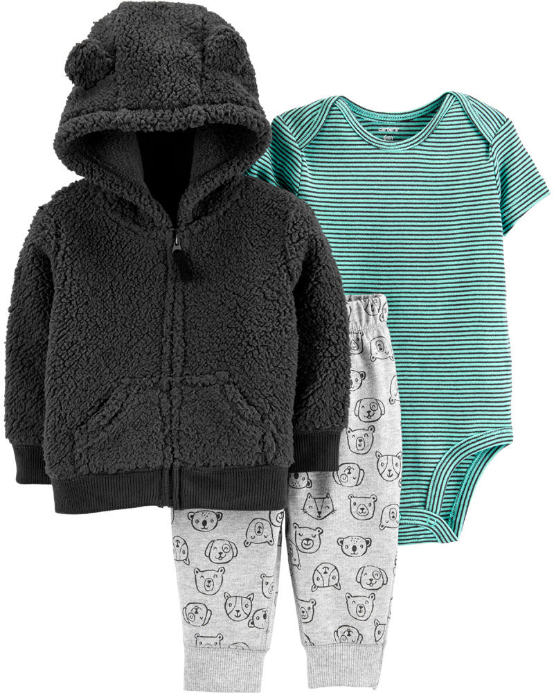 Carter s 3 Piece Bear Cardigan Set Grey 18 Months