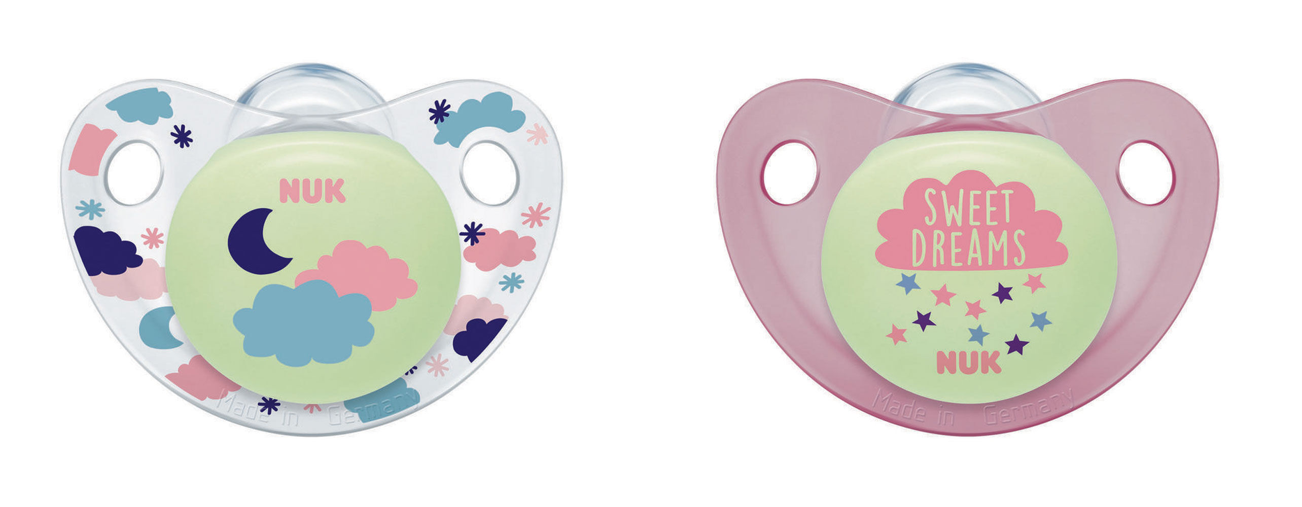 NUK Glow-in-the-Dark Orthodontic Pacifiers 6-18 Months 2 Pack Girl 