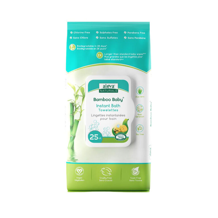 Aleva Naturals® Bamboo Baby® Instant Bath Towelettes - 25 Count