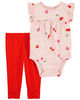 Carter's Two Piece Fruit Bodysuit Pant Set Red 12M
