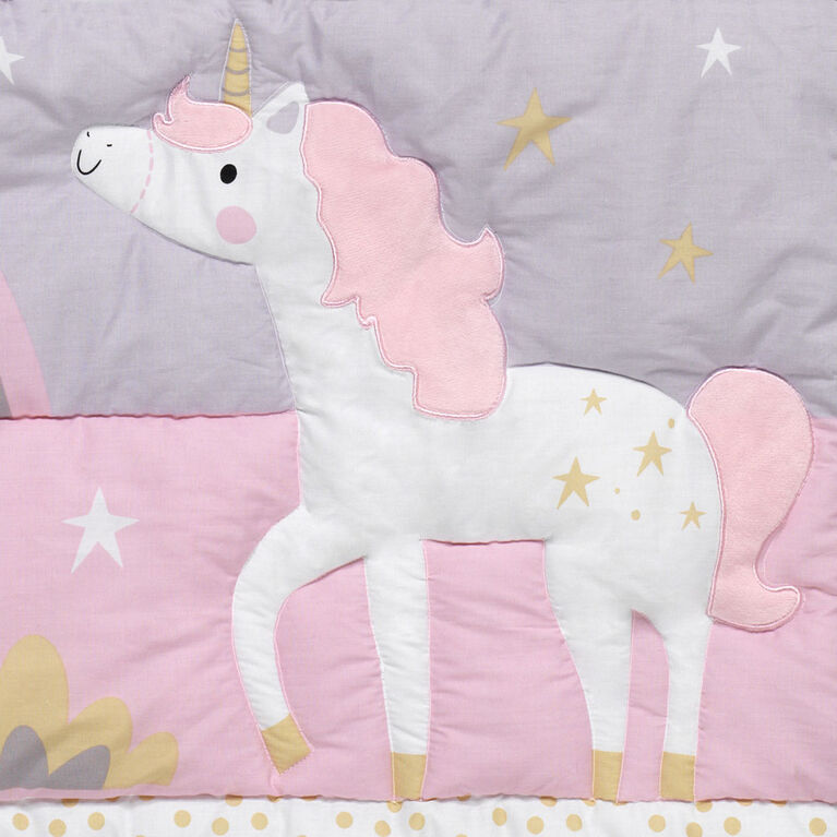 Bedtime Originals - Rainbow Unicorn 3-Piece Crib Bedding Set - Purple