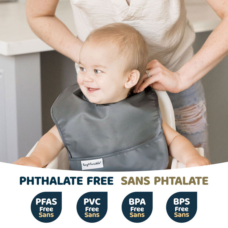 Tiny Twinkle - Mess Proof Easy Bib  - Grey 6-24M