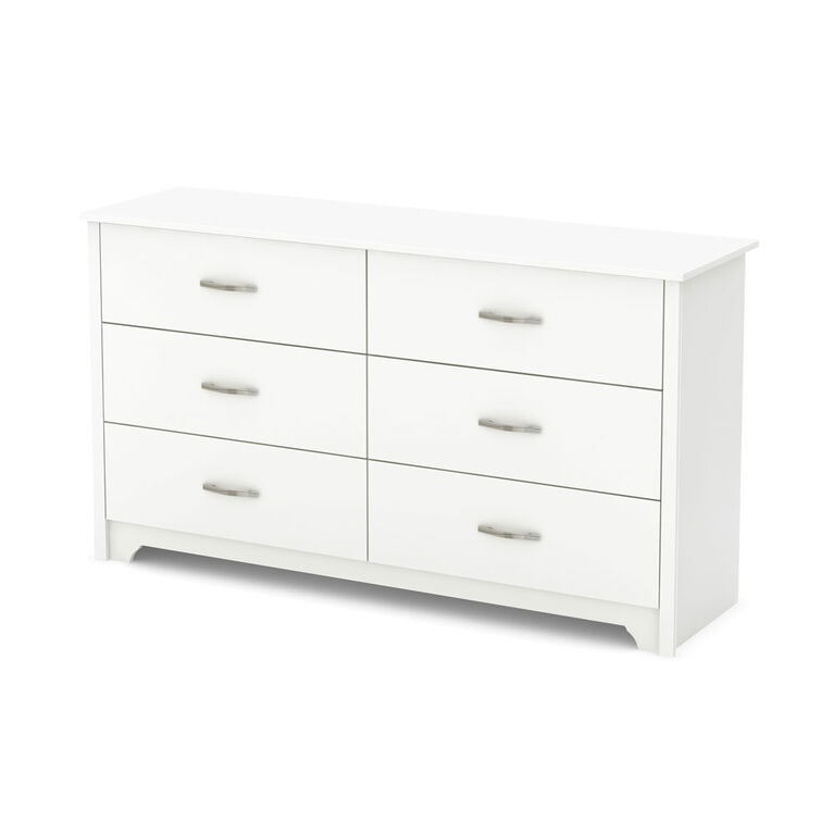 Fusion 6-Drawer Double Dresser- Pure White