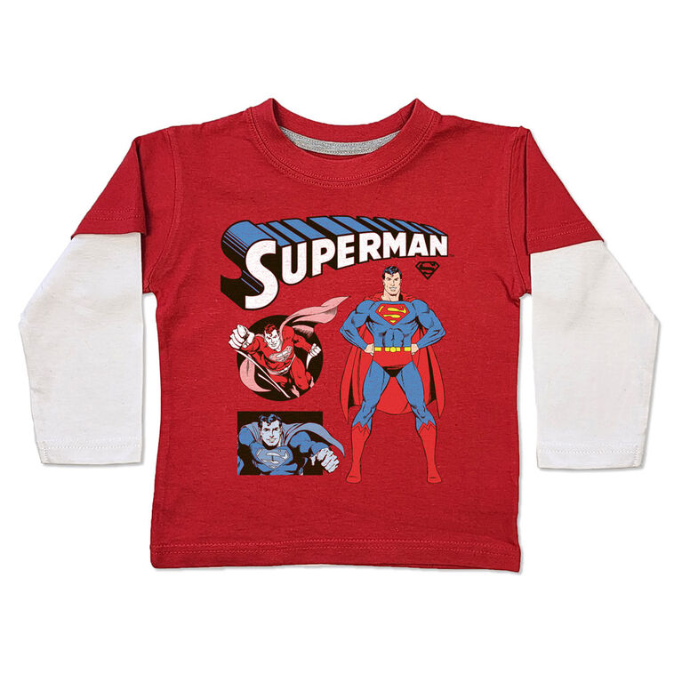 Superman - T-shirt trompeur &agrave; manches longues - Rouge - 3T
