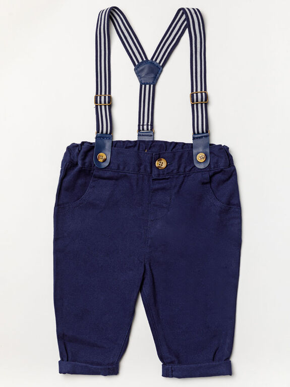 Little Gent Suspender Set Navy 0-3M