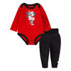 Nike LS Bodysuit Pant Set - Red/Black , Size 6 Months