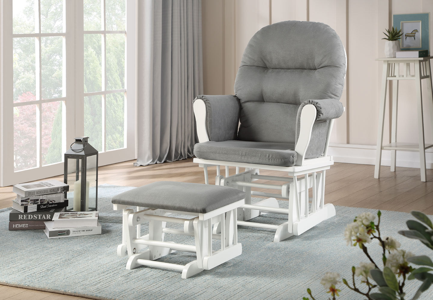 Lennox Furniture Jesse White Glider Ottoman Gray