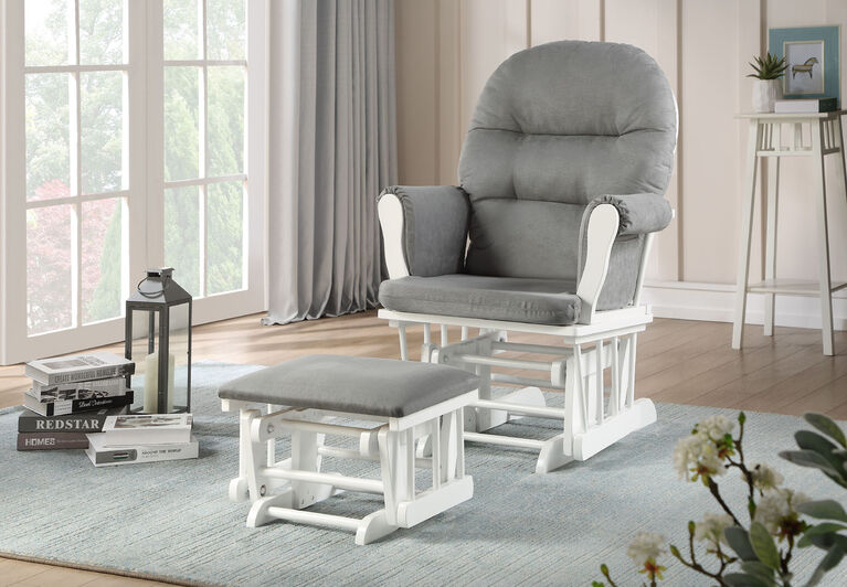 Lennox Furniture Jesse White Glider & Ottoman Gray