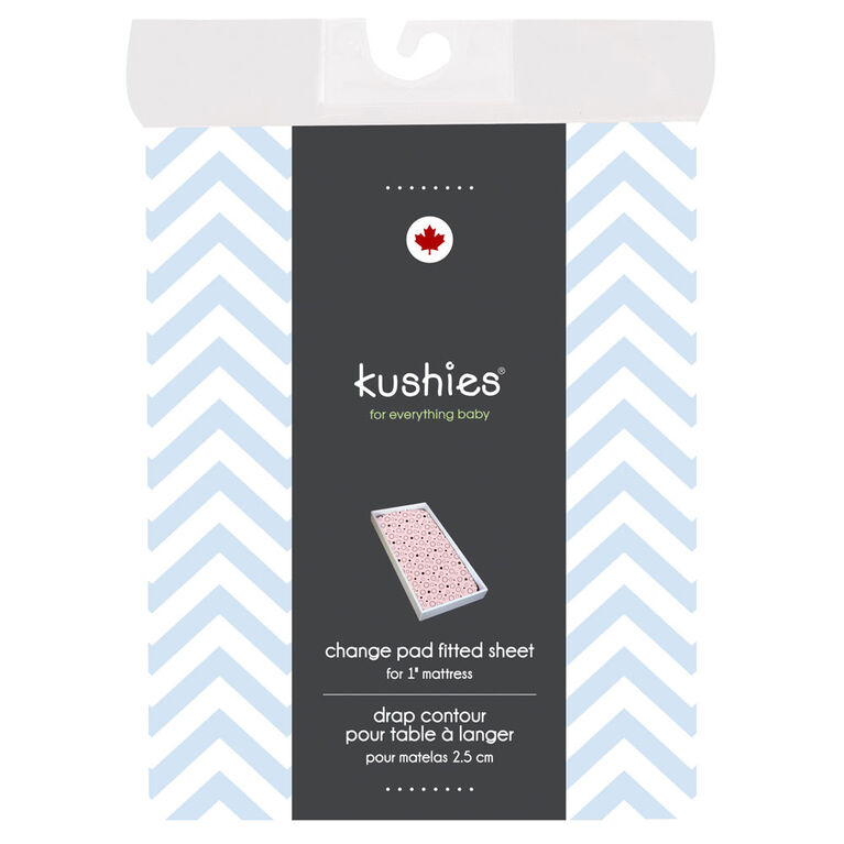 Kushies drap contour en flanelle pour table a langer - chevron bleu.