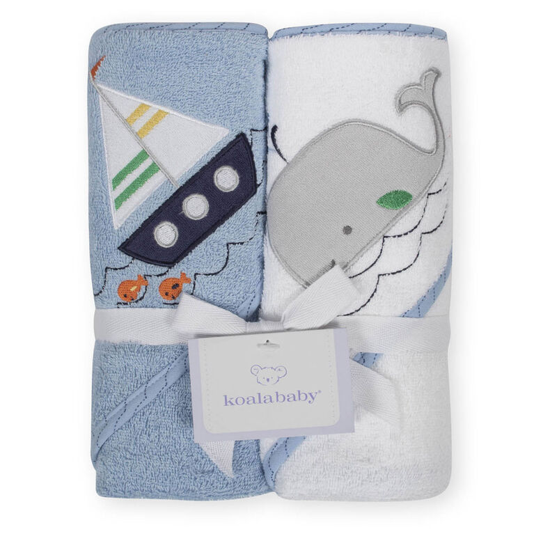 Koala Baby 2-Pack Hooded Towel, Blue Whale