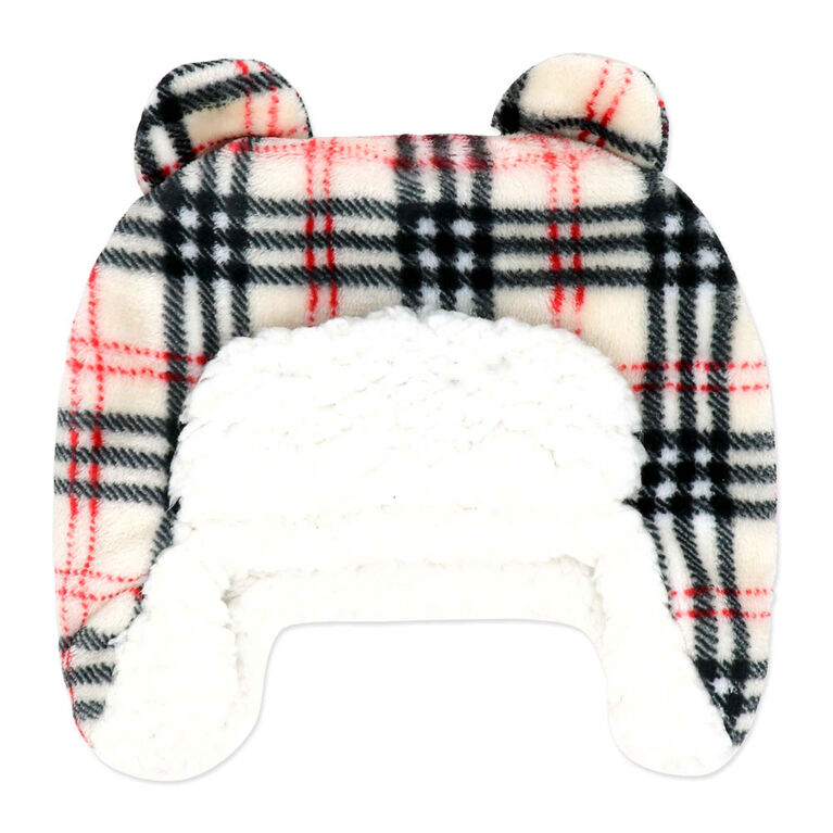Baby Mode Signature Casquette Sherpa Hunters avec ensemble de bottines assorties : Plaid beige