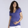 Motherhood Short Sleeve Side Ruched V-Neck Tee-Blue-L